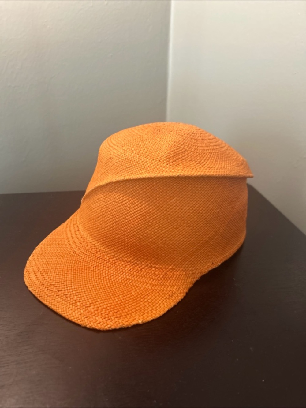 Worth & Worth Orange Woven Brim Hat New York Signed Hand Woven Bespoke Sz Large